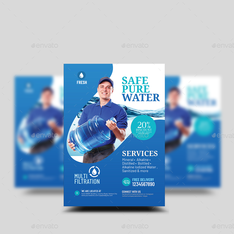 Water Refilling Station Flyer, Print Templates GraphicRiver